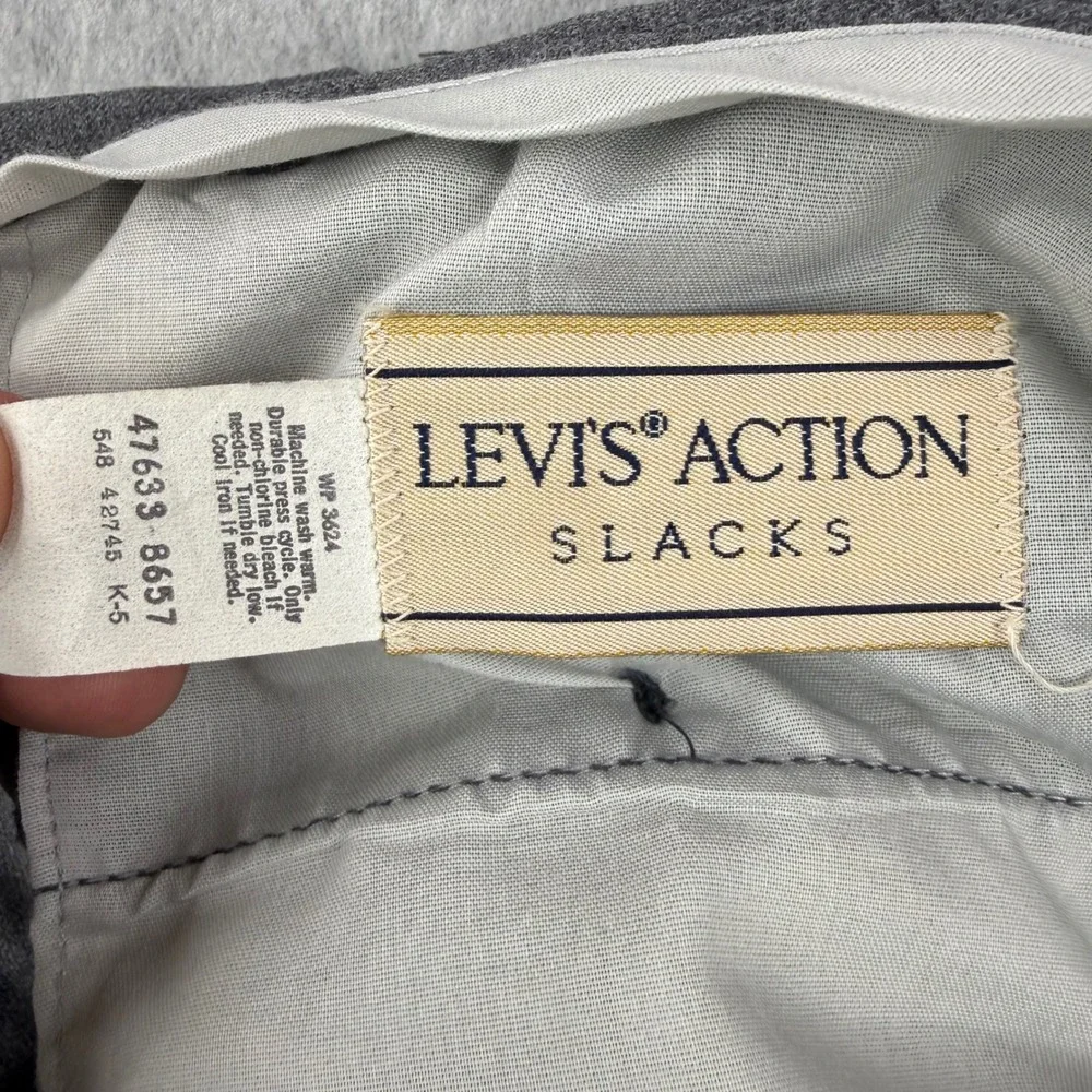 Vintage Levis Pants Mens 32x34‎ Gray Action Slacks Dress Trousers Talon Zip 70s